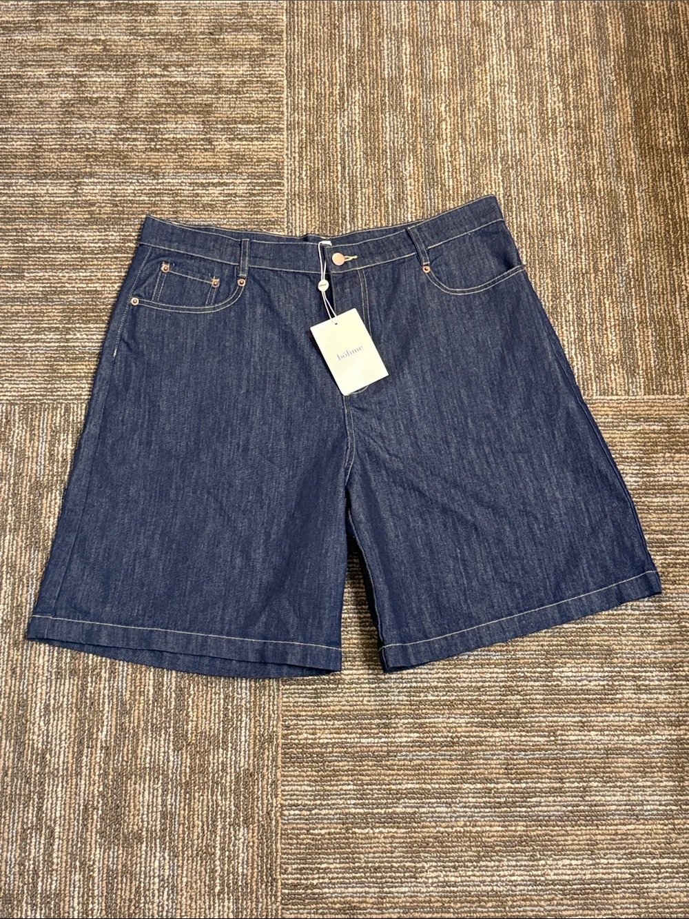 Böhme Dark Indigo Denim Shorts with Tag 9” Inseam
